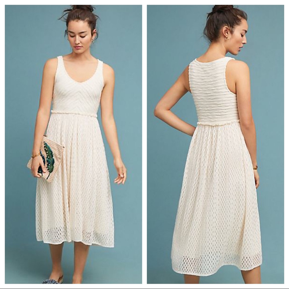 🆕NWT Anthropologie mixed crochet midi dress